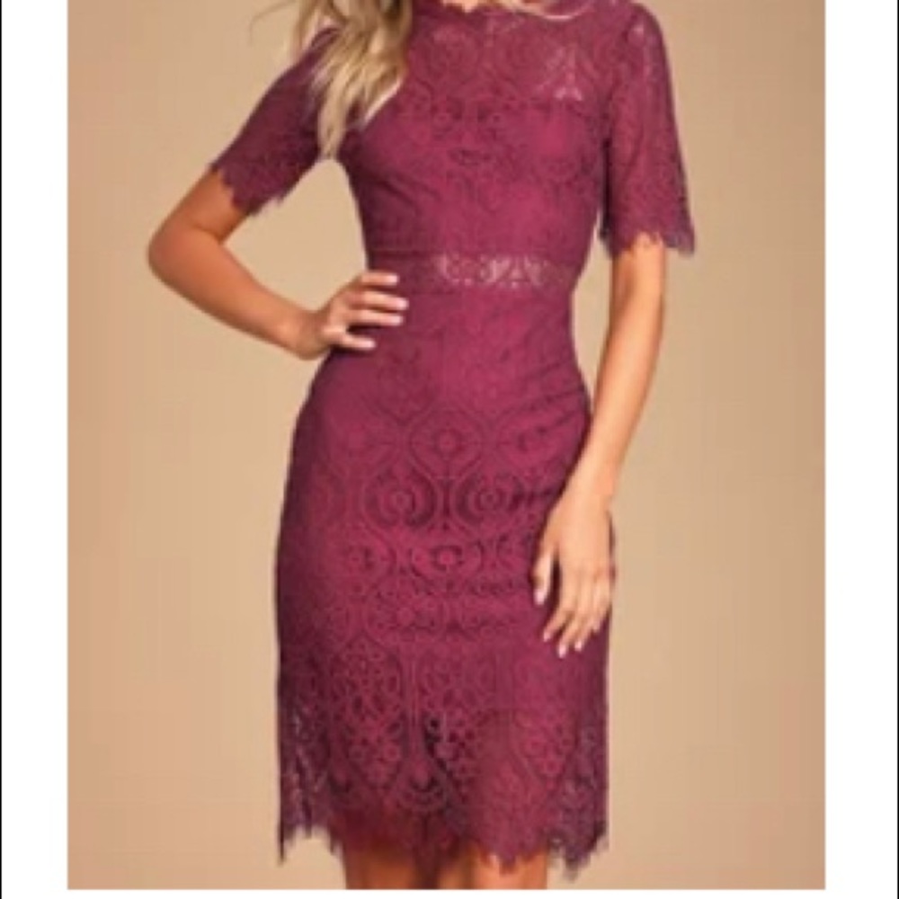 Lulus remarkable burgundy lace dress *Brand New with tags*